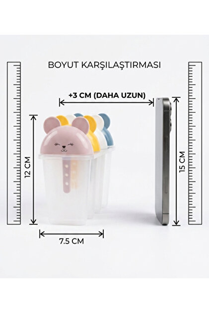 decoice_sweets♡ Transformacion Sevimli Ayıcık Figürlü 8'li Dondurma Meybuz Kalıbı