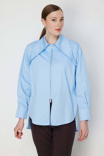 Fermuarlı Oversize Gömlek