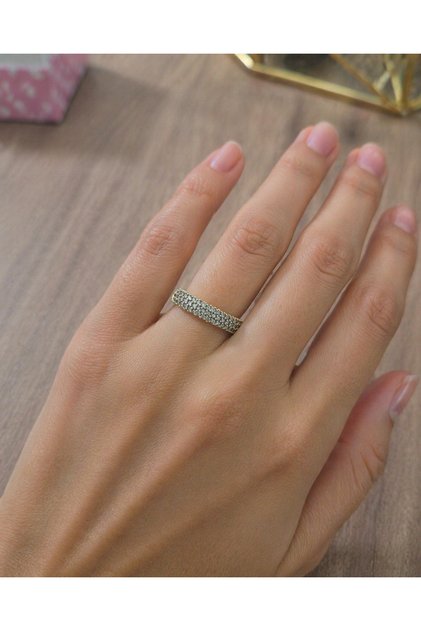 Zircon Stone Half-Circle Ring – Adjustable Sparkling Women's Ring