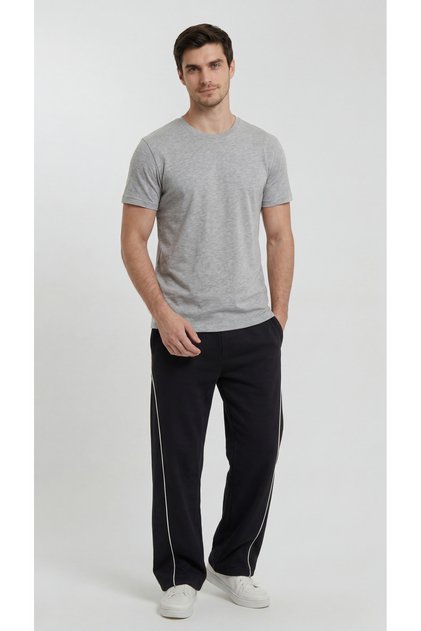 Men's Ribbed Baggy Comfortable Fit 2 Thread Wide Leg Sweatpants