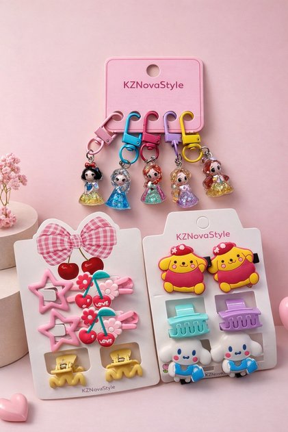 Princess Keychain and Hair Clip Set - Girls' Accessories |