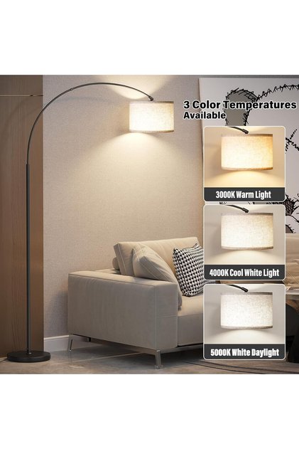 Arc Floor Lamp, Modern Tall Lamp with Adjustable Lamp Head, LED Tall Pole Floor Lamp with 3 Color