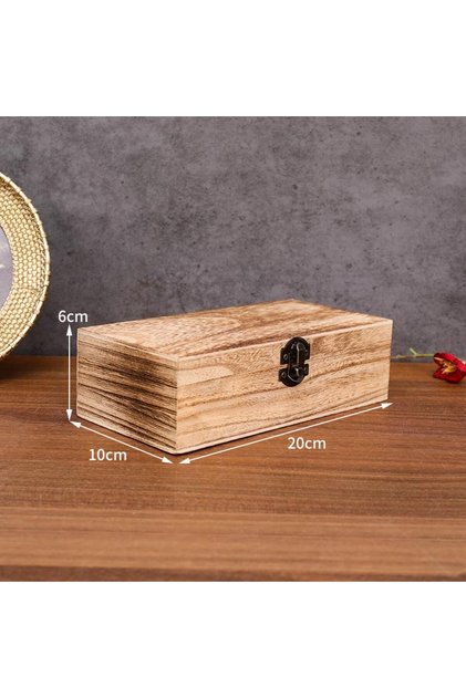 C Retro Wooden Jewelry Storage Box Vintage Wooden Box With Lock Rectangular Desktop Organizer For N.