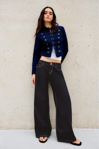 Geniş paça düşük bel jean