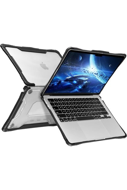 Husă de protecție pentru MacBook Air M2 A2681 2022 Blueswan, TPU/PC, neagră/transparentă, 13,6 inci