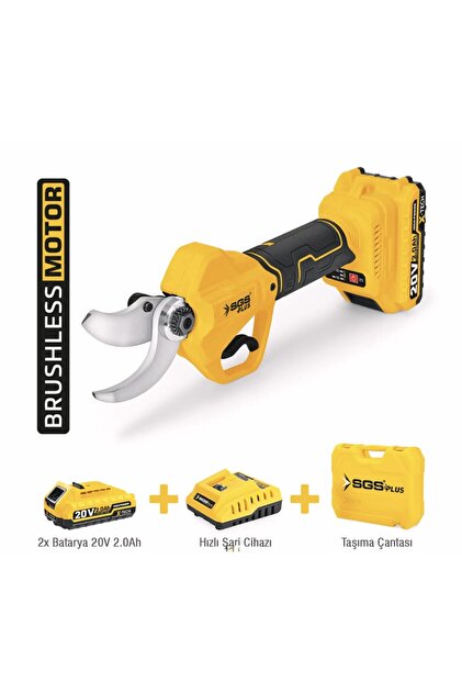 Sgs 20V Akülü Bağ Budama Makası 2x2.0Ah Kömürsüz Motor 32mm Dal