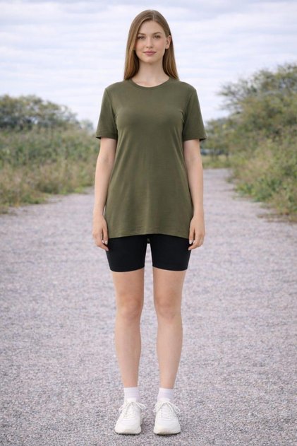 Crew Neck T-Shirt with Side Slits