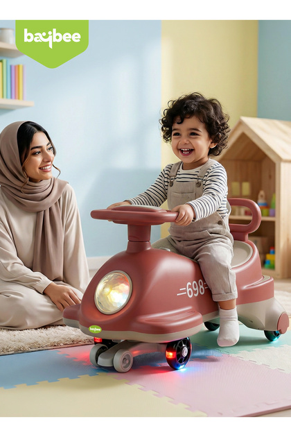 Flyer Swing Car with LED Wheels, Music & Backrest, Ride-On Toy Kids 3–8 Years