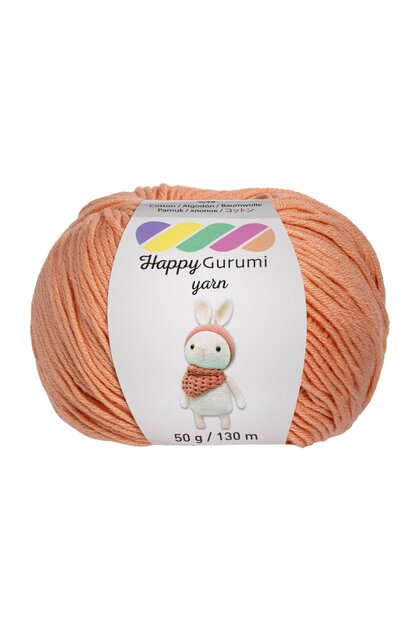 Happy Gurumi Soft Cotton Punch & Amigurumi İpi – 50 g (130 m) Yumuşak, Tüylenmez - Şeftali