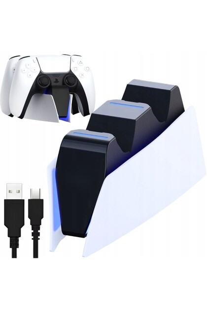 Statie incarcare controllere PS5, 2 controllere DualSense, indicator LED, 5V 2A, USB-C