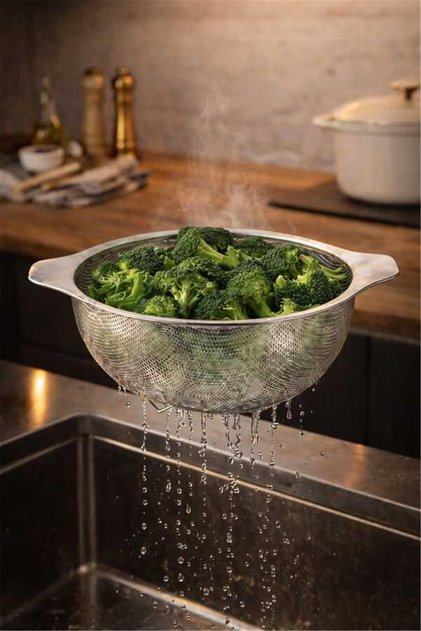 Perla - Collection 100% Stainless Steel Fine Mesh Strainer with Foot (7504 - 22 cm - Silver)