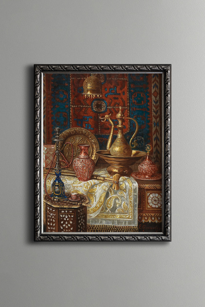 Oriental Still Life - Vintage Patterned Frame - Slim Model