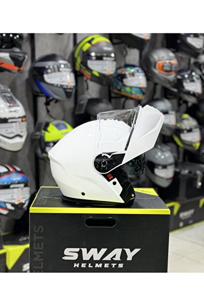 Beyaz Çene Açılır Kask ECE 22.06 Double Vizör Pinlock 70 Uyumlu ABS Güvenlik