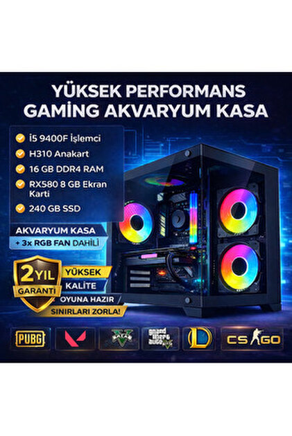 DARYUN Gaming Oyuncu Bilgisayarı i5 9400F 16GB RAM 256GB SSD GTX