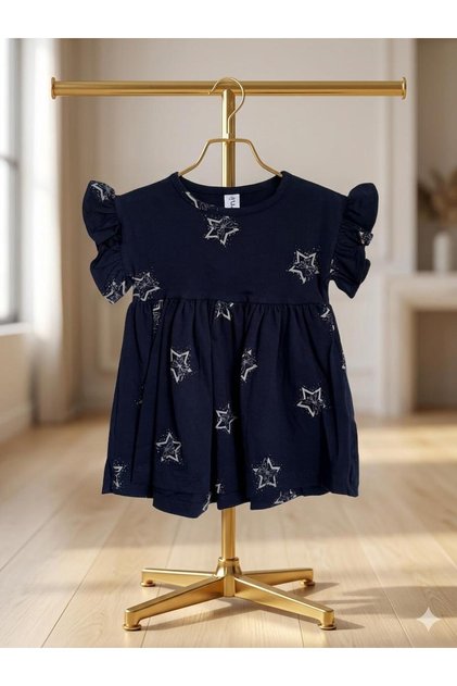 Printed Combed Cotton Ruffle Sleeve Robe Dress for Girls [Ages 1-9, 1 or 2 Years Older Can Order the Longer Version.]
