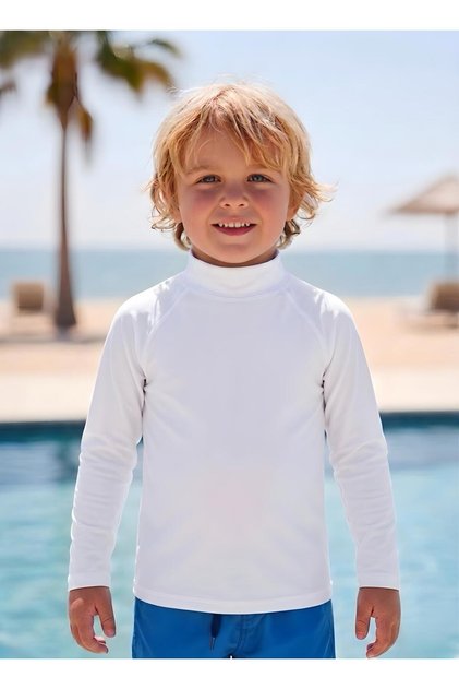 Boys' Blue Camouflage Print Long Sleeve Sun Protection Swim Top - Uv Protection Beachwear