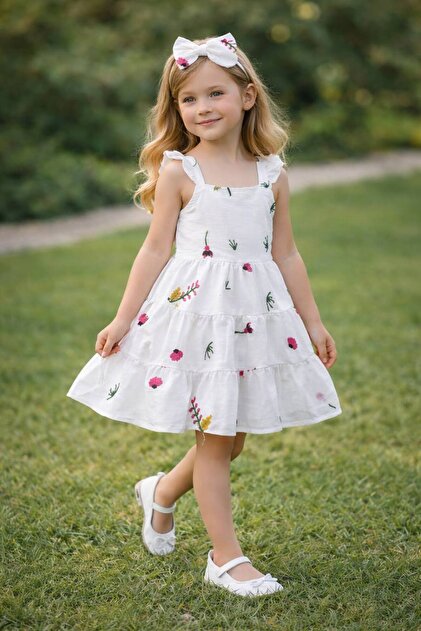 Yalnolu Kids Linen Fabric Girls' Dress Set 2-Piece Combination with  Buckle I Special Occasion Linen Dress I Summer Girls' Dress- Trendyol