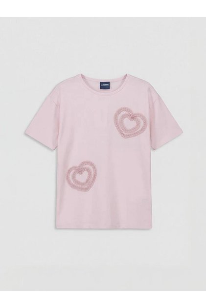 Crew Neck Embroidered Girls' T-Shirt (S6)