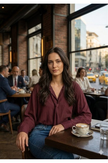 YAKASI KUŞAKLI ÇİFT CEPLİ MODAL GÖMLEK
