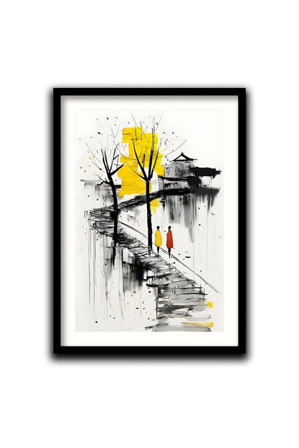 Pasi Tacuti, tablou abstract inramat living, dormitor, birou sau hol, cadou inspirat, rama lemn