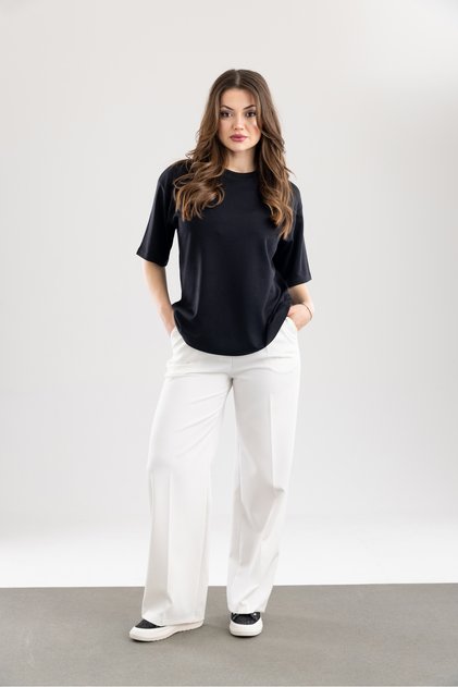 Kadın Oysho Oversize Bisiklet Yaka T-Shirt