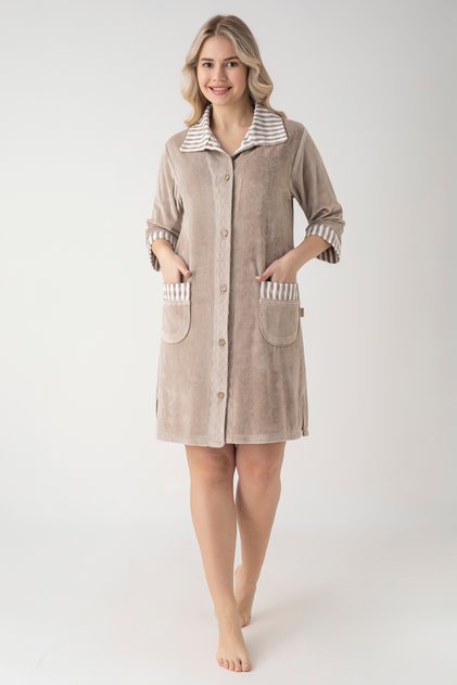 Elegant Zippered Bamboo Cotton Dressing Gown