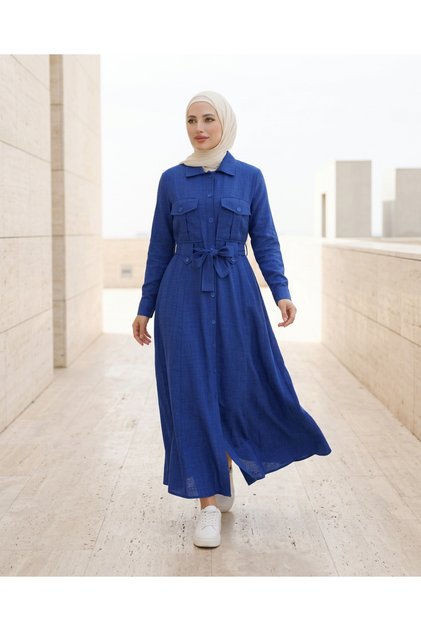 Buttoned Dress with Belt