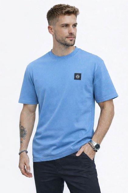 Men's Basic T-Shirt Regular Fit Crew Neck Minimal Logo