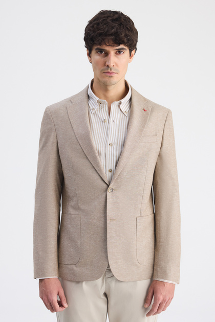 Ds Damat Slim Fit Mink Plain Fabric Jacket