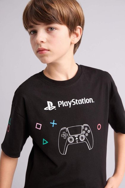 100% Cotton Playstatıon Oversized Crew Neck Short Sleeve T-Shirt for Boys H3518A826Sm