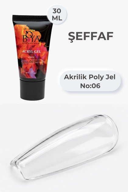 Tırnak Uzatıcı Akrilik Jel 06 Şeffaf - Protez Tırnak Ve Kalıcı Oje Uyumlu Poly Jel 30 ml