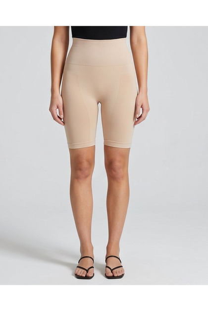 Women Beige Long Leg Shapewear Shorts