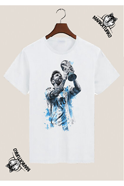 Messi̇ Special Design Printed White T-Shirt