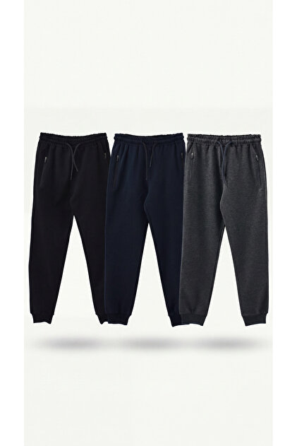 Zippered Pocket Basic Boys' 3-Piece Sweatpants