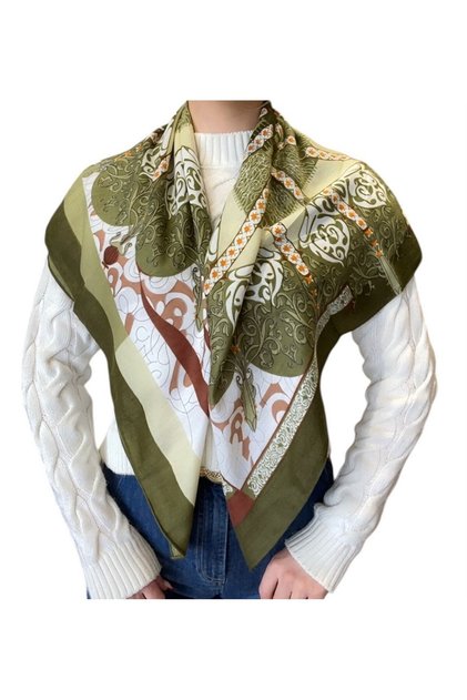 Pattern Detailed Shawl 90*90 Yellow