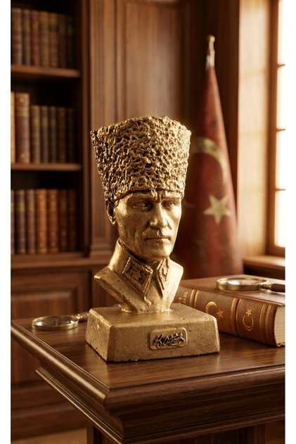 Kalpaklı atatürk büstü gold