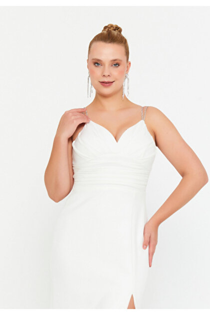 Sienna Fashion Elegant White Ganora Dress- Trendyol Sienna Fashion Elegant White Ganora Dress- Trendyol
