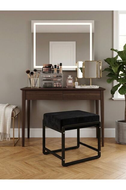 Pure Siyah Ayaklı Babyface Puf 50x40x45 cm - Modern Bench