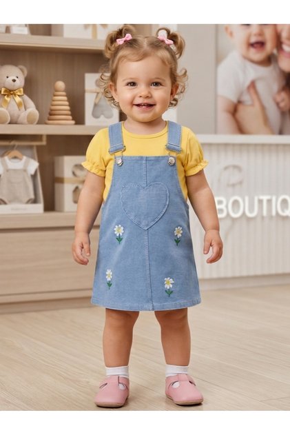 Daisy Embroidered Heart 2-Piece Set for Baby Girl Children's Gilet