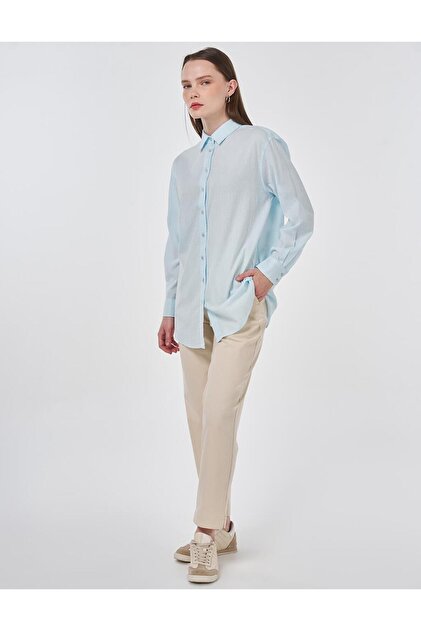 100% Cotton Comfortable Cut Tunic Ice Blue