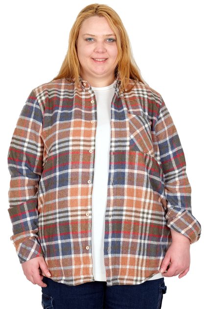 Mode XL Real Big Size Women's Gomlek Lumberjack 25394 Ti̇rekli̇