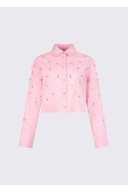 Kadın Pembe Crop Gömlek