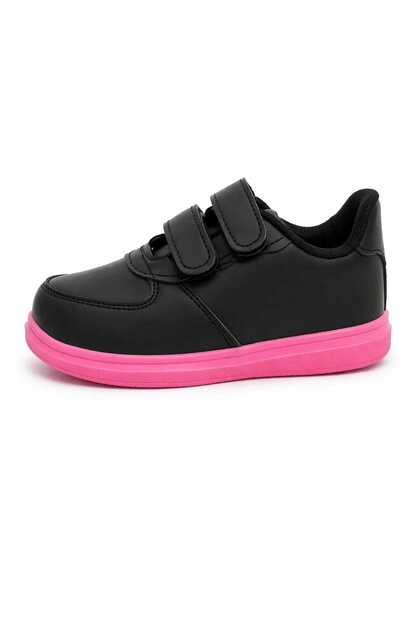 Black Pink Sole Band Children's Sports Shoes Sneaker