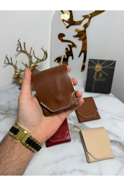 100% Genuine Crazy Leather Handmade Minimalist Wallet - Crazy Leather Stylish Quality Triod Card Holder Wallet