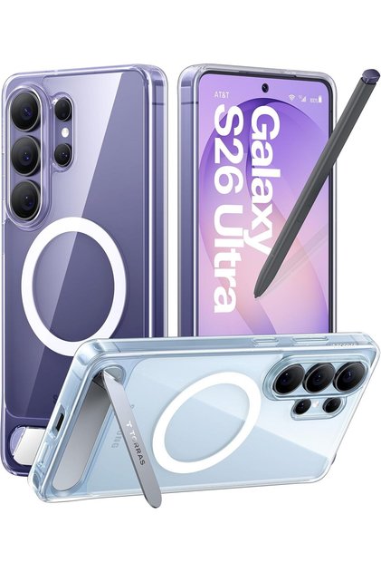 Pstand Series for Samsung Galaxy S26 Ultra Case Strong Magnetic Seamless Kickstand MagSafe, Clear
