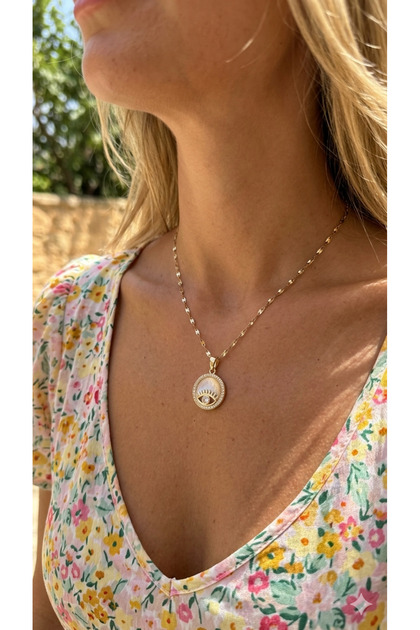 Steel Necklace, Anti-Tarnish, Anti-Allergic, Vintage Zircon Figured (2 Years Importer Guarantee)