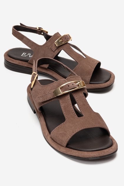 Auren Mink Suede Genuine Leather Buckle Women's Sandals