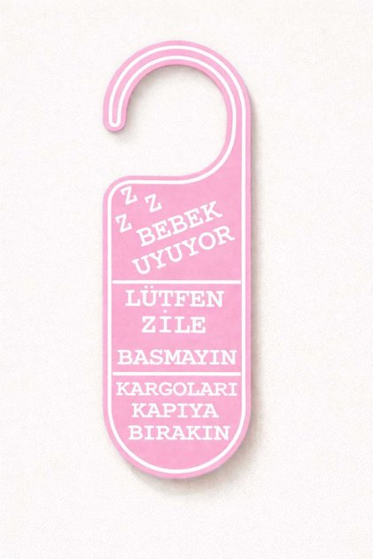 Baby Is Sleeping! Please Do Not Ring the Bell - Leave Packages at the Door - Door Hanger (Pink)