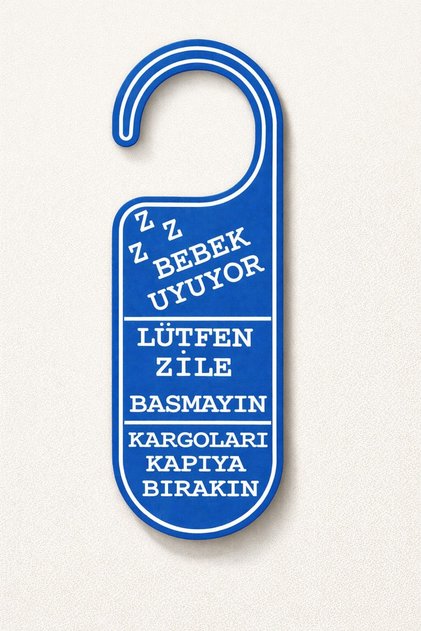 Baby Is Sleeping! Please Do Not Ring the Bell - Leave Packages at the Door - Door Hanger (Blue)