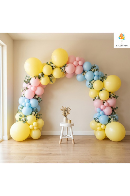 Pastel Yellow Pink Blue Balloon Set 11 Inch Birthday Party Decoration